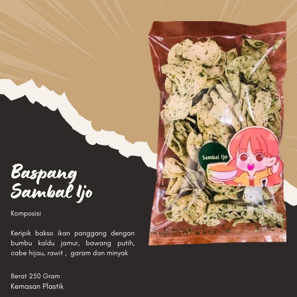 

Keripik Bakso ikan Panggang (BASPANG) - Sambal Ijo