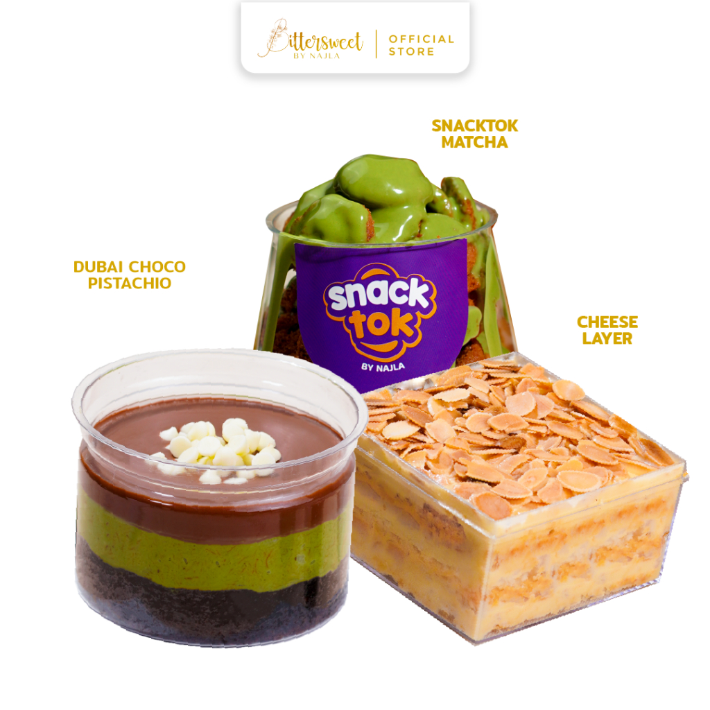 

Dubai Choco Pistachio + Cheese Layer + Snacktok Matcha ( New Year )