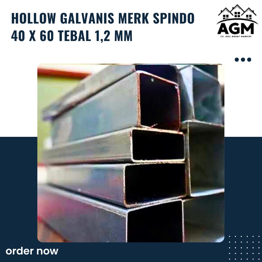hollow galvanis merk spindo 40 x 60 tebal 1,2 mm