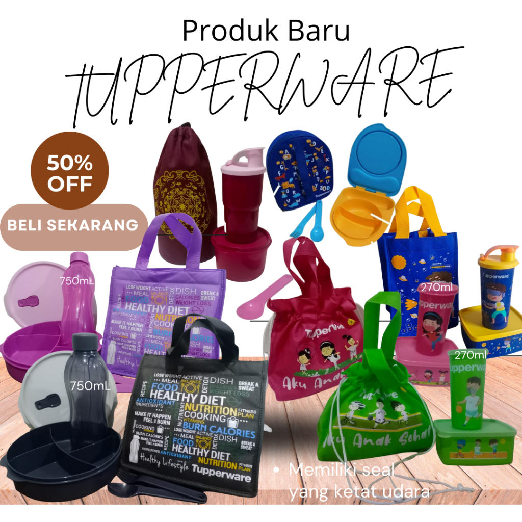 bekal makan tupperware mulai dari 70ribuan/ jolly power/ BYO/ Miki mini meal set/COSMO LADY/ MS STYL