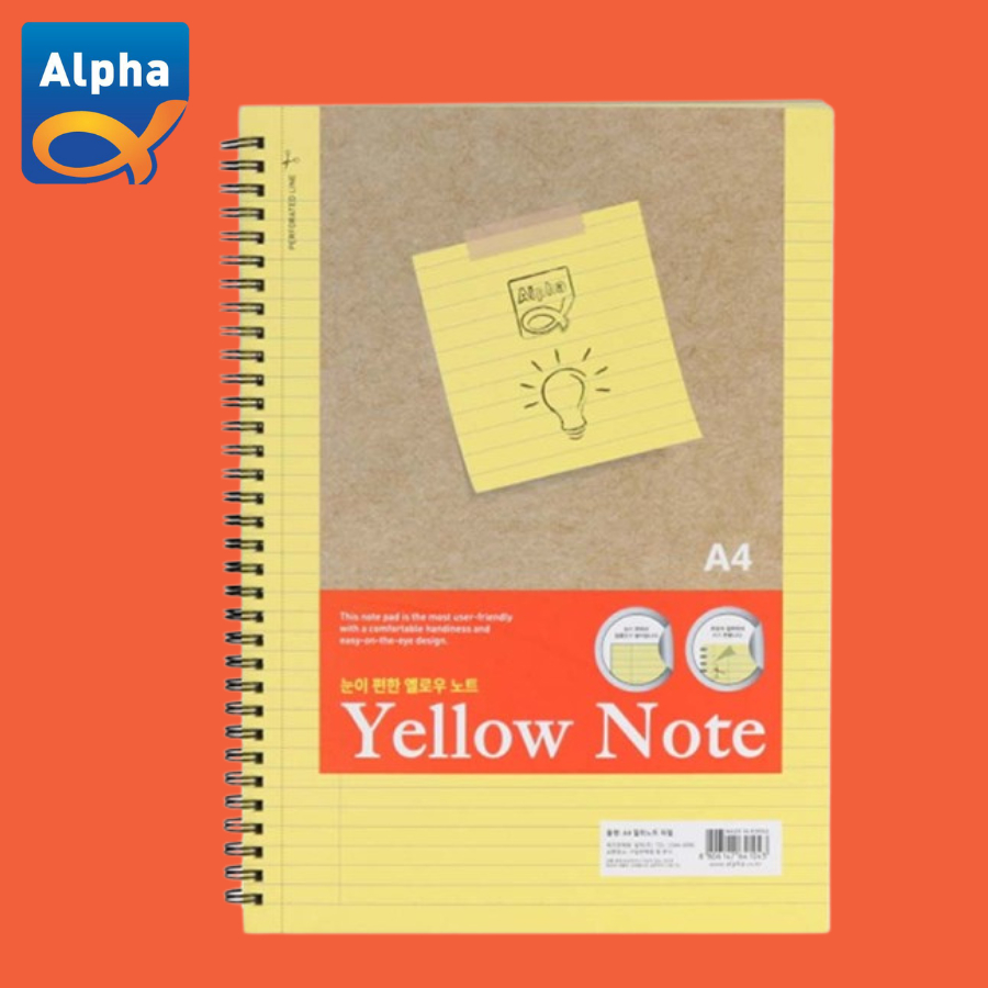 

[Alpha] Ring Notebook Yellow A4 Left Spring / Buku Tulis Catatan Ukuran A4