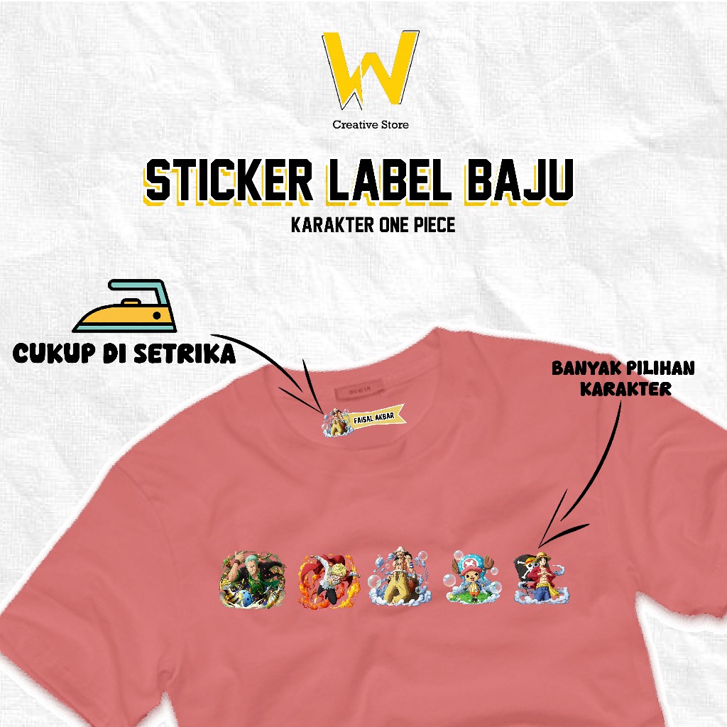 

Sablon Setrika Custom Label Nama Anak Isi 20 50 100 Karakter One Piece