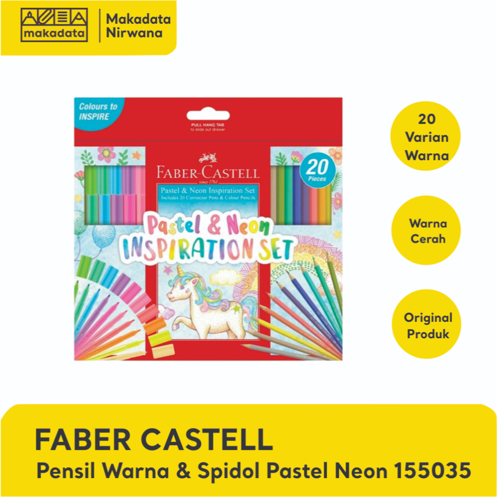 FABER CASTELL PENSIL/PENCIL WARNA & SPIDOL PASTEL NEON PACK 20 WARNA (1 PCS)