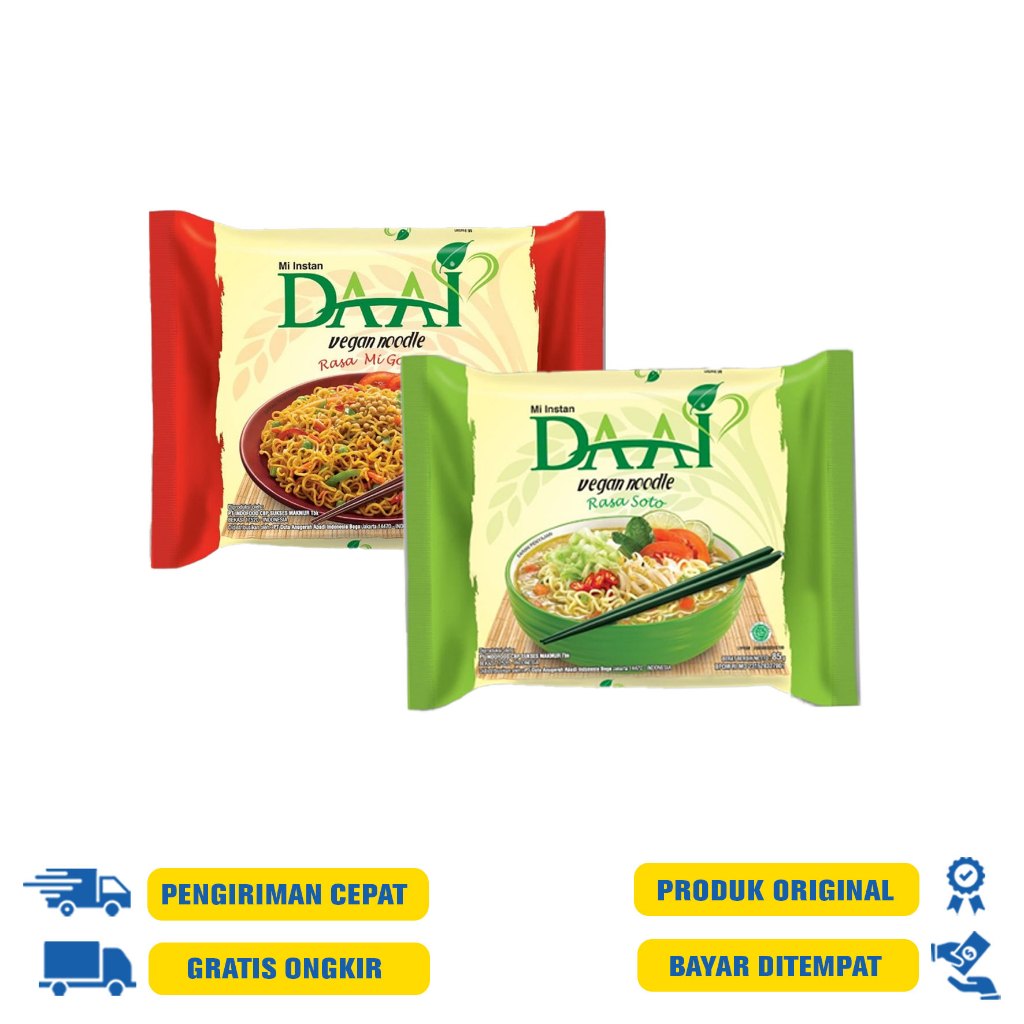 

Mie Instan Daai Vegan 85 G.R - Soto dan Mie Goreng