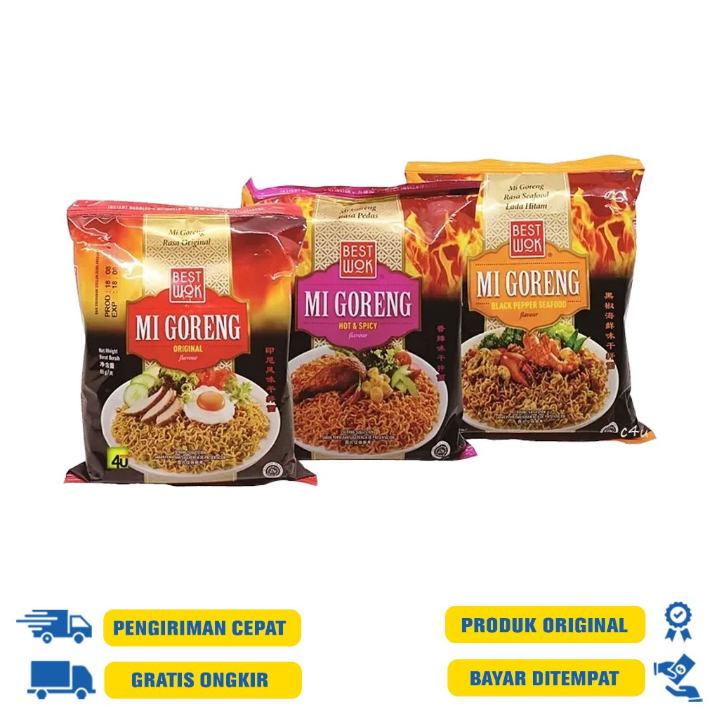 

Best Wok Mi Goreng Instant, Halal 20x85 G.R - Hot & Spicy | Original | Seafood