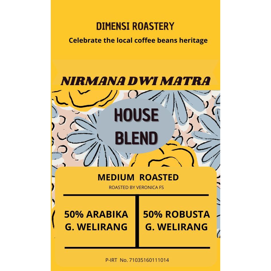 

DIMENSI ROASTERY, ESPRESSO BLEND, "NIRMANA DWI MATRA" BIJI KOPI 1KG 50/50ES FOR KOPI SUSU.FOR ESPRESSO BASED. - 1000 Gr