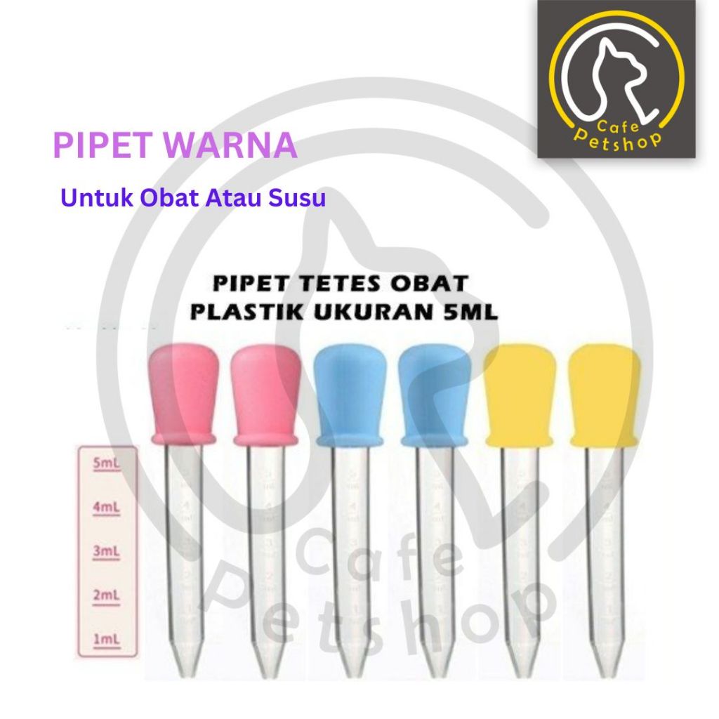 Pipet Warna 5ml Pipet Obat Pipet Tetes Suap Susu Makan Hewan Kucing Anjing Burung Hamster Spuit Prem