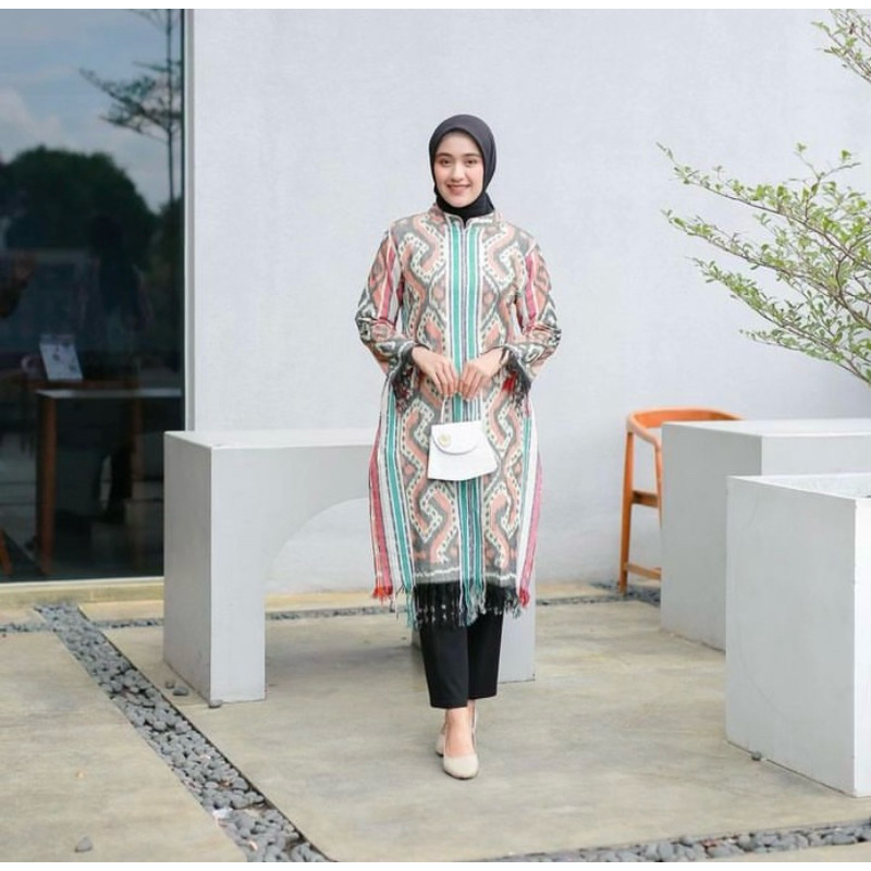 Tunik Tenun Baju Tenun Atasan Wanita Baju Kerja Baju Kondangan