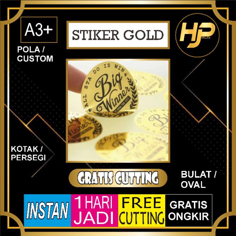 

Cetak stiker Gold A3+ Free kiss cut