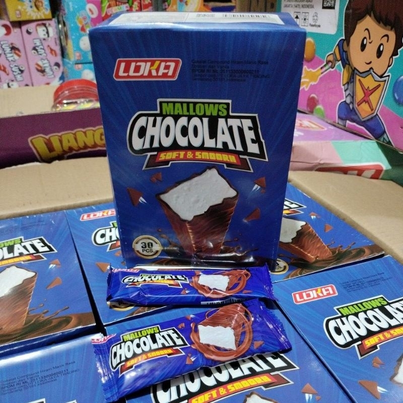 

MALLOWS CHOCOLATE soft & smoorh harga 1 box isi 30 pcs
