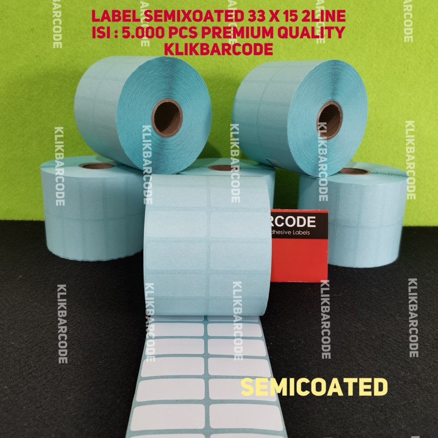 

[ IWARE ] 33 X 15 - 2 LINE SEMICOATED - FACE IN - ISI 5.000 PCS || CORE 1" || LABEL BARCODE THERMAL TRANSFER PAKAI RIBBON - APOTEK