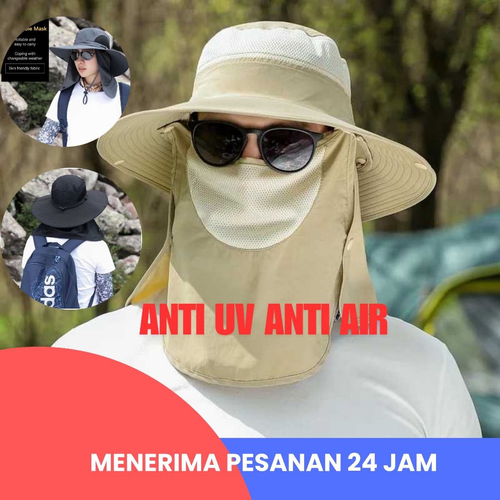 Topi Anti Uv Fishing Bundar Cadar Pria Wanita Outdoor Topi Panas Camping Termurah Petani Murah