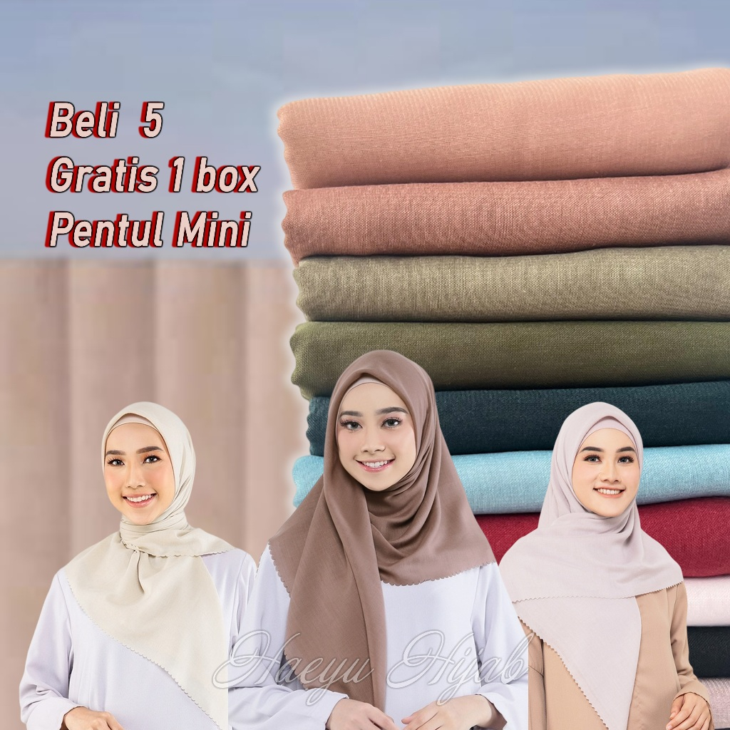 Paris Voal Premium Hijab Segiempat Jahitan Lasercut / Hijab Paris Premium