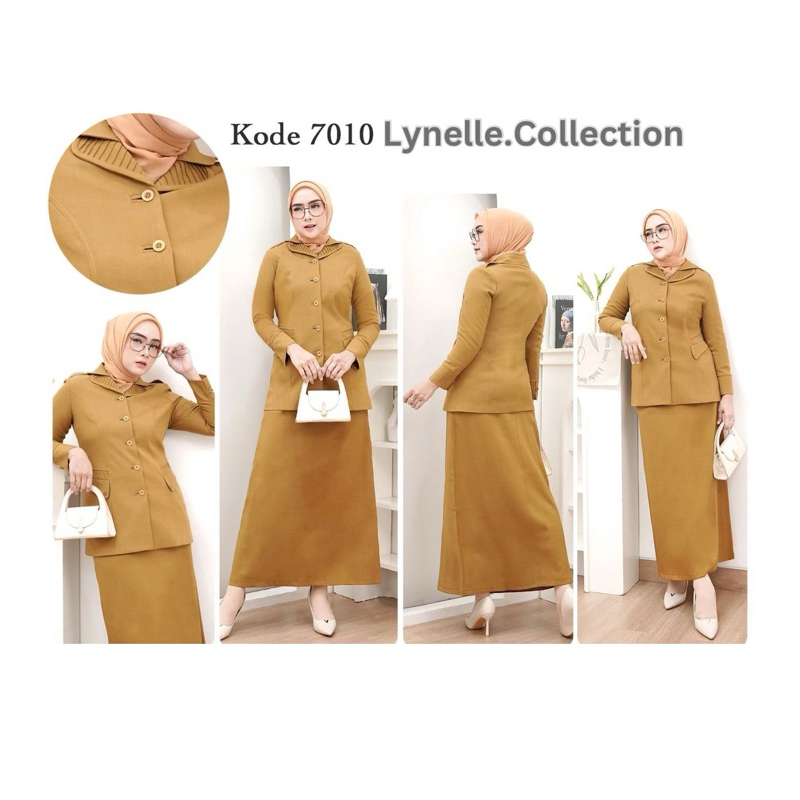 Seragam Guru PNS Khaki Muda Jas Pemda Blazer ASN Set Rok A Bahan Tebal (Kode 7010)