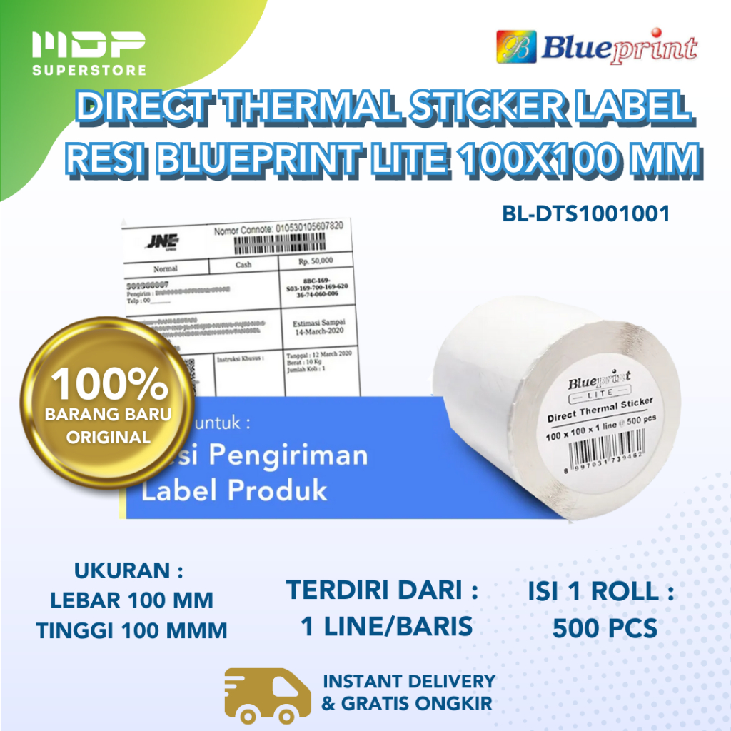 

DiIRECT THERMAL STICKERLABEL RESI BLUEPRINT LITE 100x100 mm 500PCS (BL-DTS1001001)