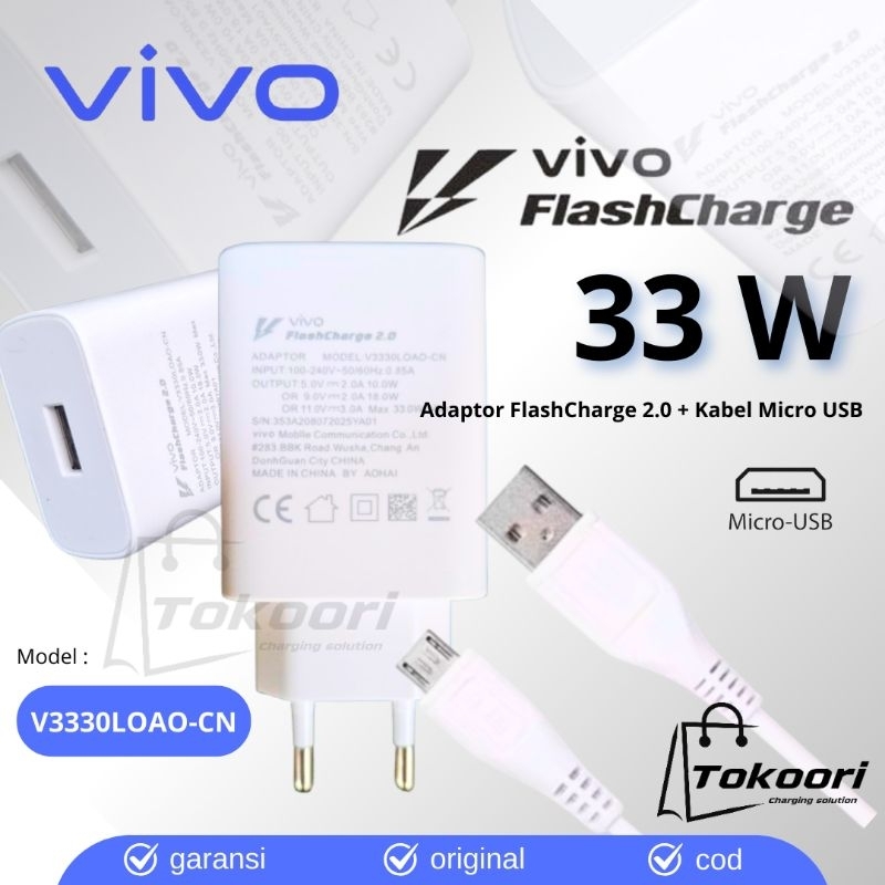 charger Vivo 33watt flash charging micro usb Original