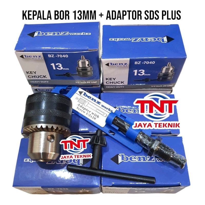 BENZ WERKZ KEPALA BOR 13MM DAN ADAPTOR SDS PLUS / CHUCK BOR 13 MM BENZ