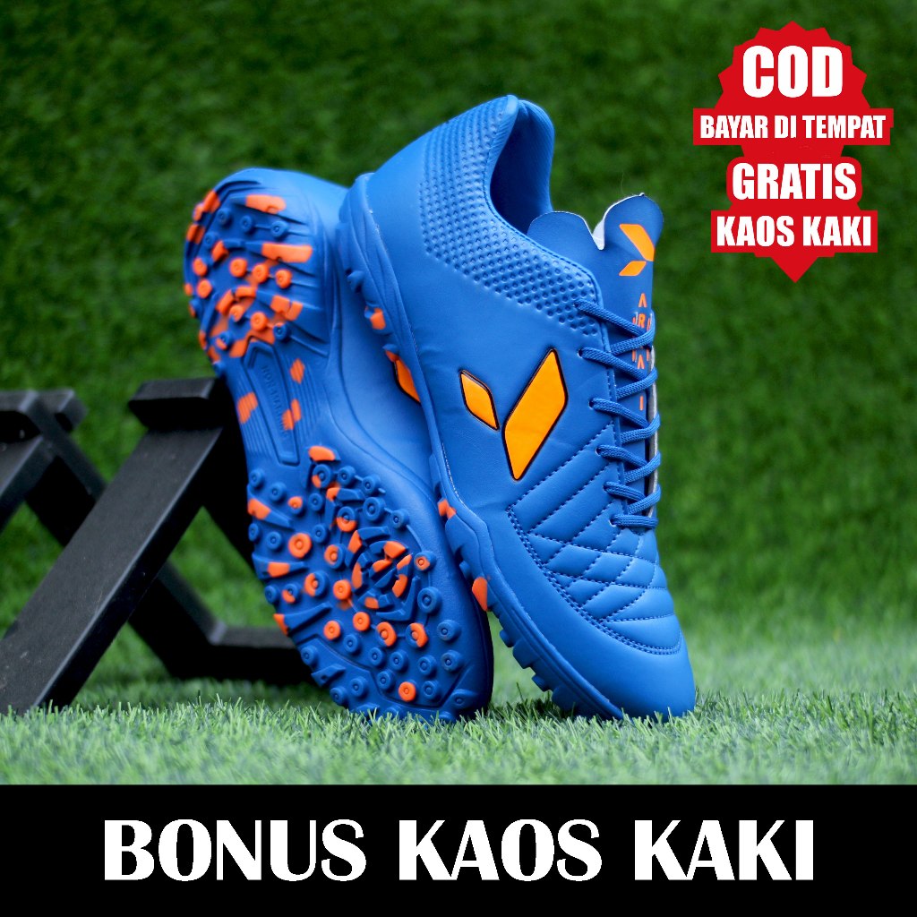Disc 883921 Sepatu Futsal Mini Soccer Pria Tiempo Hitam Orange Sol Karet Mentah Cit Cit Sepatu