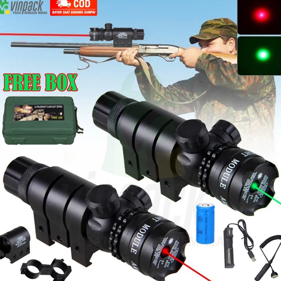 Lebih Terpercaya Laser Senapan Nyala Hijau dan Merah Scope Siang Malam Fullset Laser Scope Pointer B