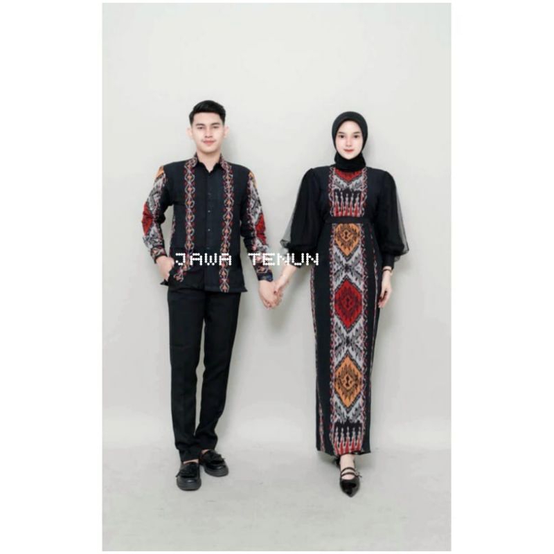 baju tenun couple fatma hitam maroon - baju couple kondangan - kemeja & gamis couple pasangan