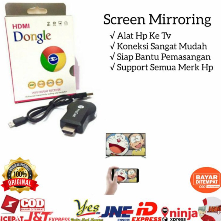 ANYCAST DONGLE WIRELESS PENYAMBUNG HP KE TV  ANYCASH DONGEL MIRACAST WIFI  ALAT PENGHUBUNG HP KE TV 