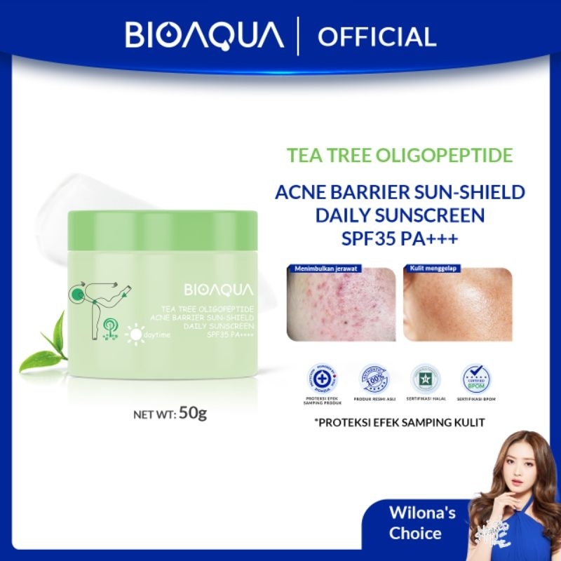 BIOAQUA Tea Tree Oligopeptide Acne Barrier Sun-Shield Daily Sunscreen SPF35 PA+++50g