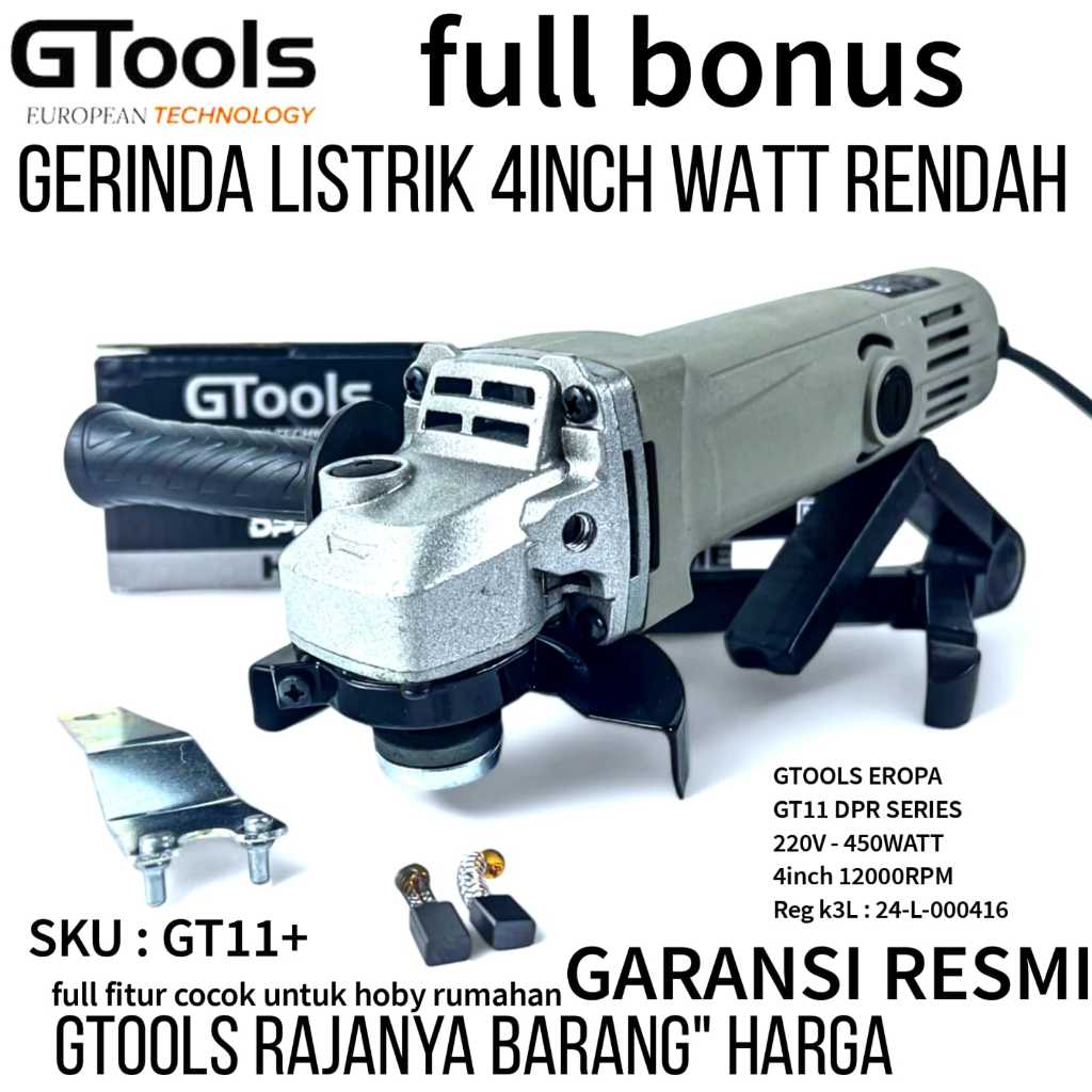 GTOOLS Mesin Gerinda Listrik 4inch Gerinda Tangan Low Watt Angle Grinder GT11+