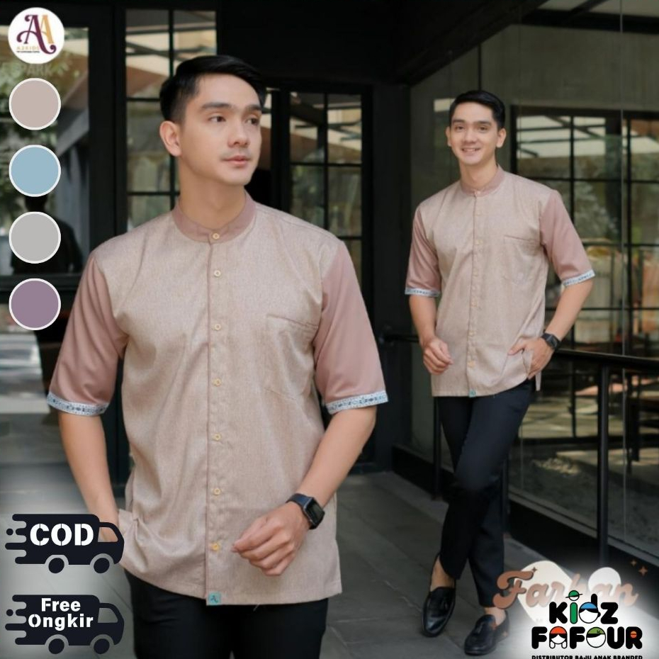 ATASAN KEMEJA KOKO FARHAN DEWASA PRIA SARIMBIT BAJU MUSLIM A2KIDS