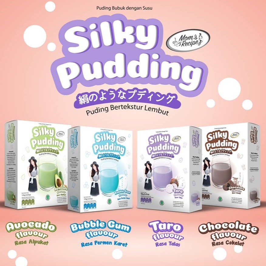 

Silky Pudding forisa mom's recipe 155gr / pudding Coklat Taro Bubblegum Alpukat Leci Peach