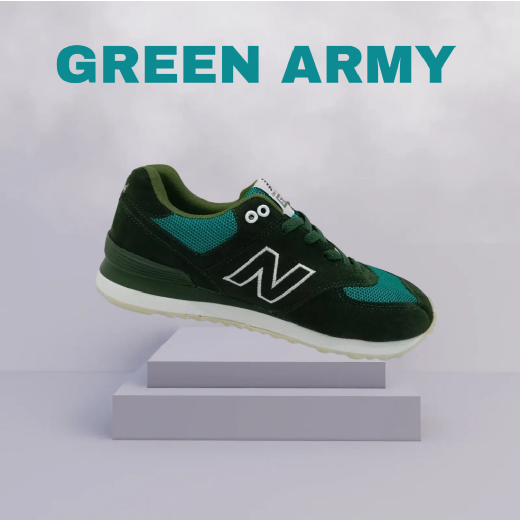 Sepatu runing pria NB574 GREEN ARMY sepatu olahraga sepatu lari dewasa