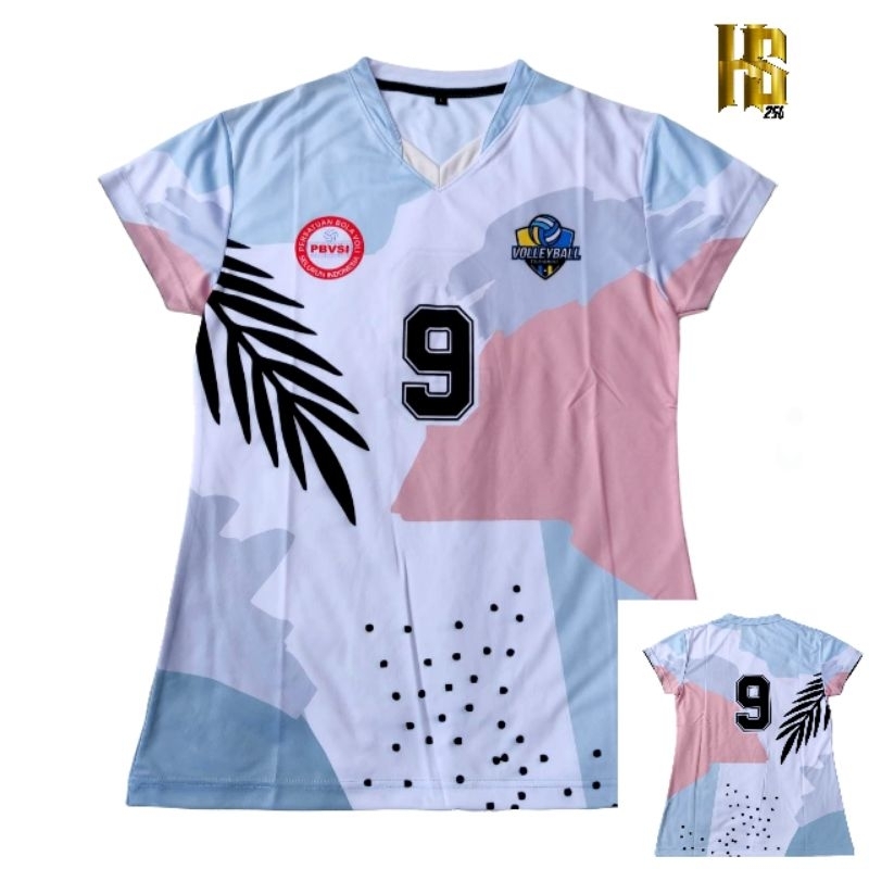 RB Jersey Voli Wanita Full Printing Kaos Volly Cewe / Atasan Volleyball