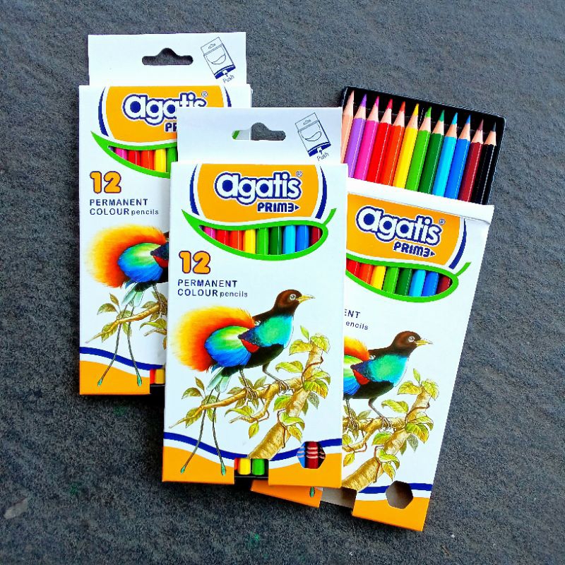 

YUH Pensil Warna Colored Pencils Agatis Prime 12 Warna Panjang ( Set ) [ Orinal ]