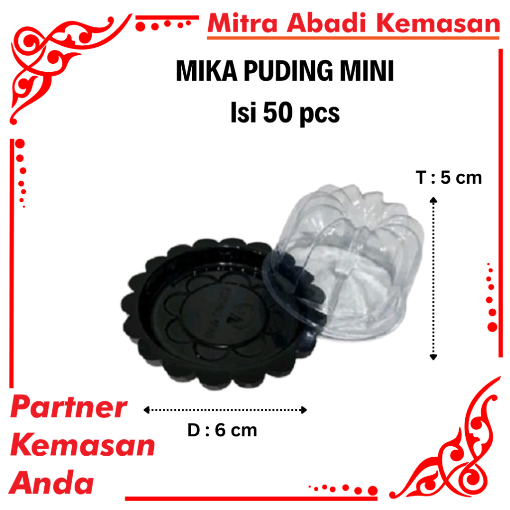 MIKA PUDING MINI ISI 50 PCS | MIKA PUDING ALAS + TUTUP | TRAY PUDING MINI BULAT