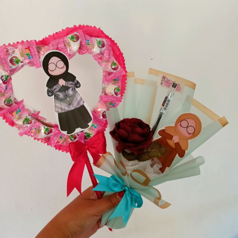 

(BACA DESKRIPSI DULU) Buket Mini Gift Snack/Buket Yupi Love Hari Guru/Mini Gift Yupi/Buket Wisuda/Ultah