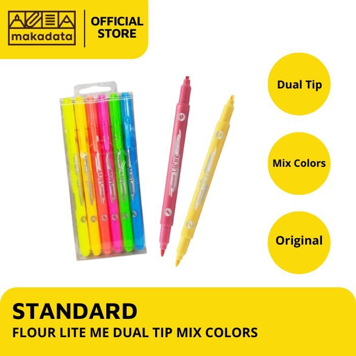 

HIGHLIGHTER / FLOUR STANDARD LITE ME DUAL TIP MIX COLORS ORIGINAL MURAH