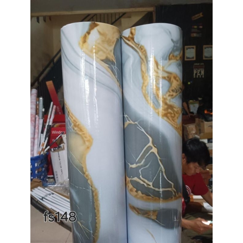 PVC STICKER MARMER GLOSY ANTI AIR ANTI MINYAK WALLPAPER WALLSTICKER PELAPIS FURNITURE VARIASI DEKORA
