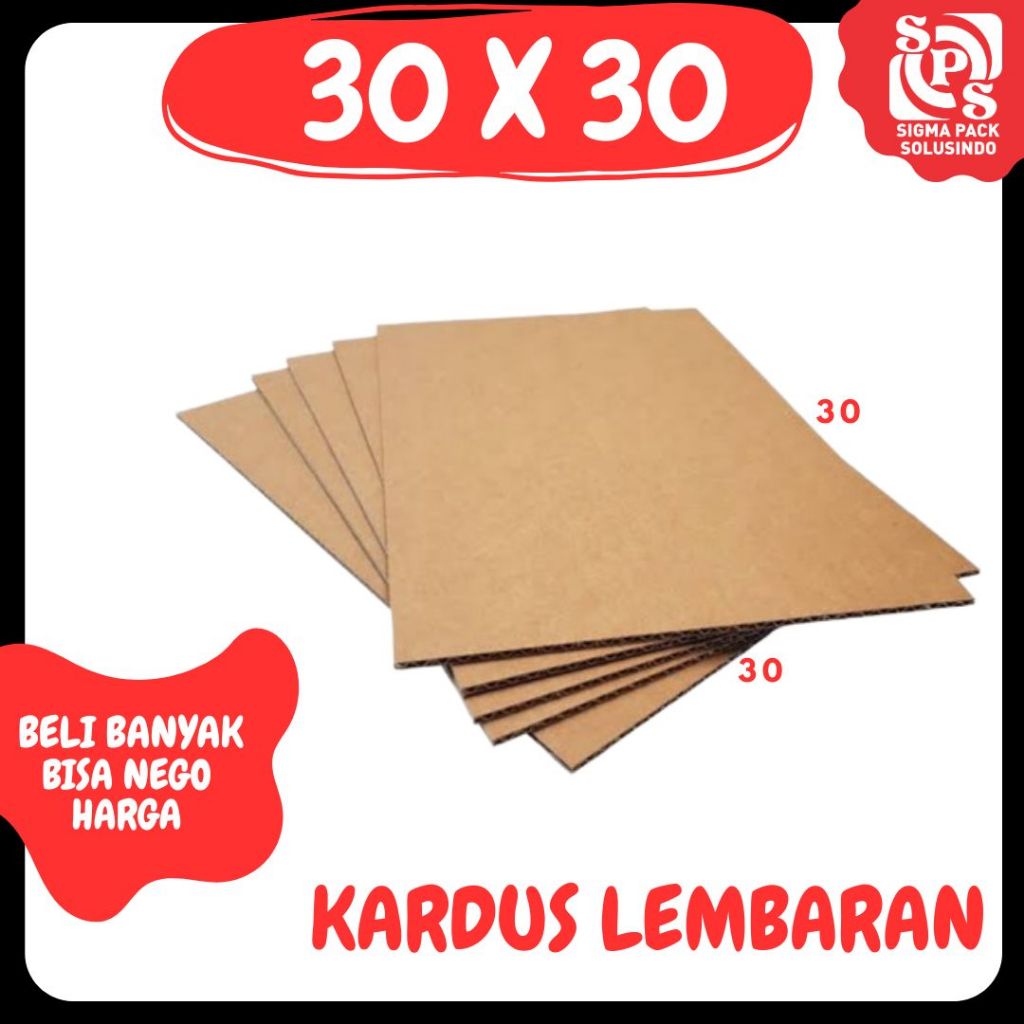 

Sheet 30x30 / 30x20 / 30x10 Lembaran Bahan Polos Single Wall Kardus Coklat Karton Packing