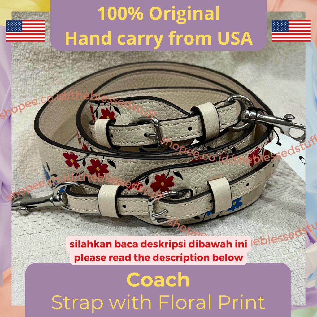 Coach Strap with Floral Print Strap Tas Wanita Tali Tas Wanita Aksesoris Tas Wanita Strap Bunga Wani