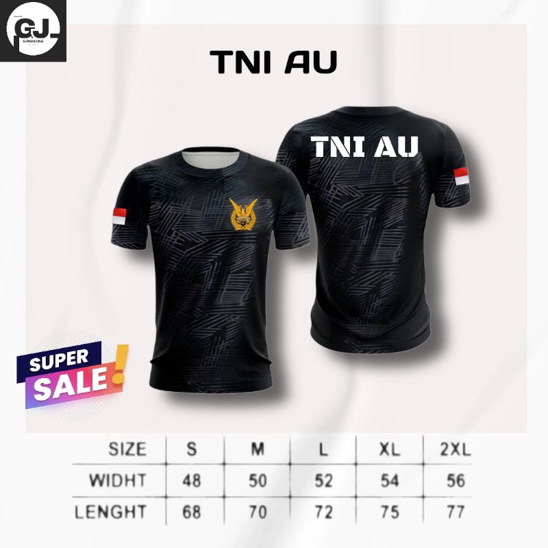 Kaos Dryfit Embose TNI AU / Kaos TNI AU Sablon DTF / Kaos Olahraga TNI AU