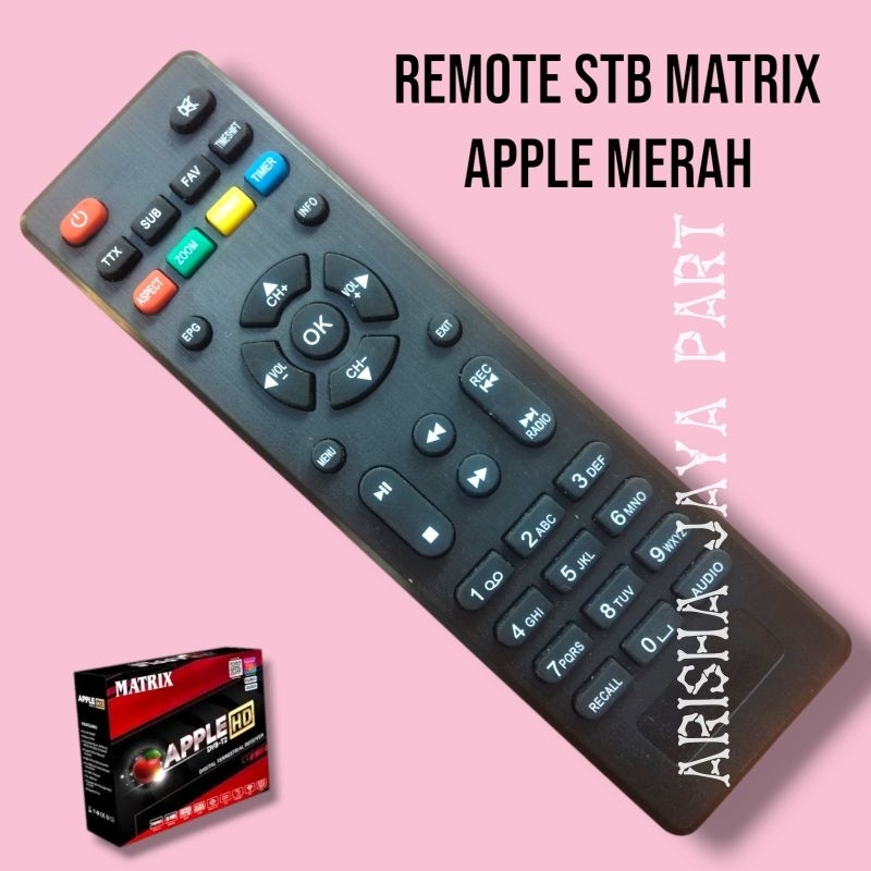 Remote STB MATRIX Merah DVB T2 Remote Set Tob Box Matrix Apple Merah