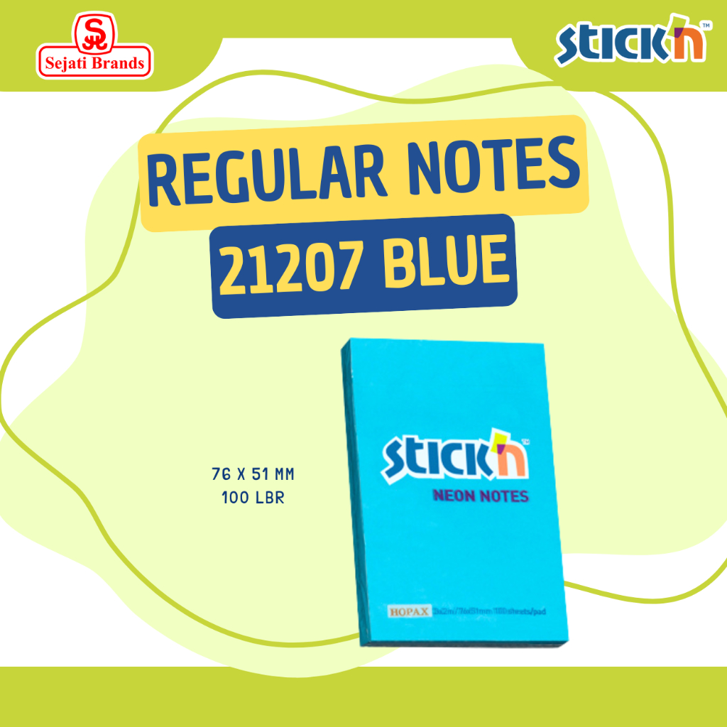 

Stick'n Regular Notes 21207 (3x2) Neon Blue / Sticky Note