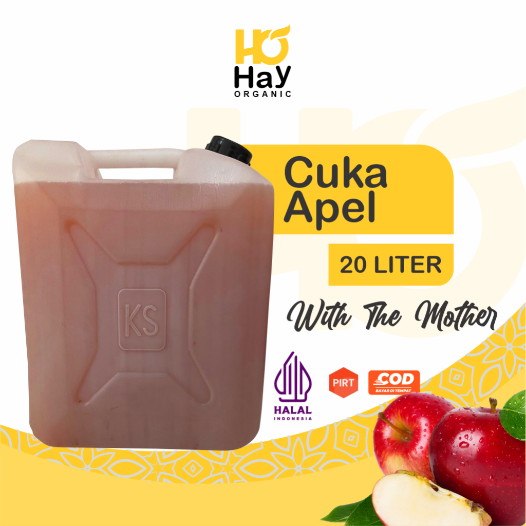 

Hay Organic CUKA APEL Apple Cider Vinegar | Premium CUKA APEL Organik With The Mother 20 Liter
