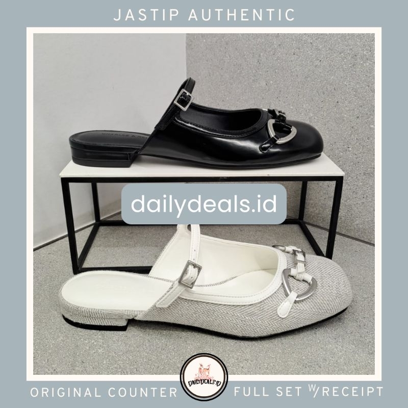 #1-70920153 Woven Fabric - Jast[p] CK ORIGINAL COUNTER METALLIC ACCENT FLAT MULES SANDAL STORE AUTHE