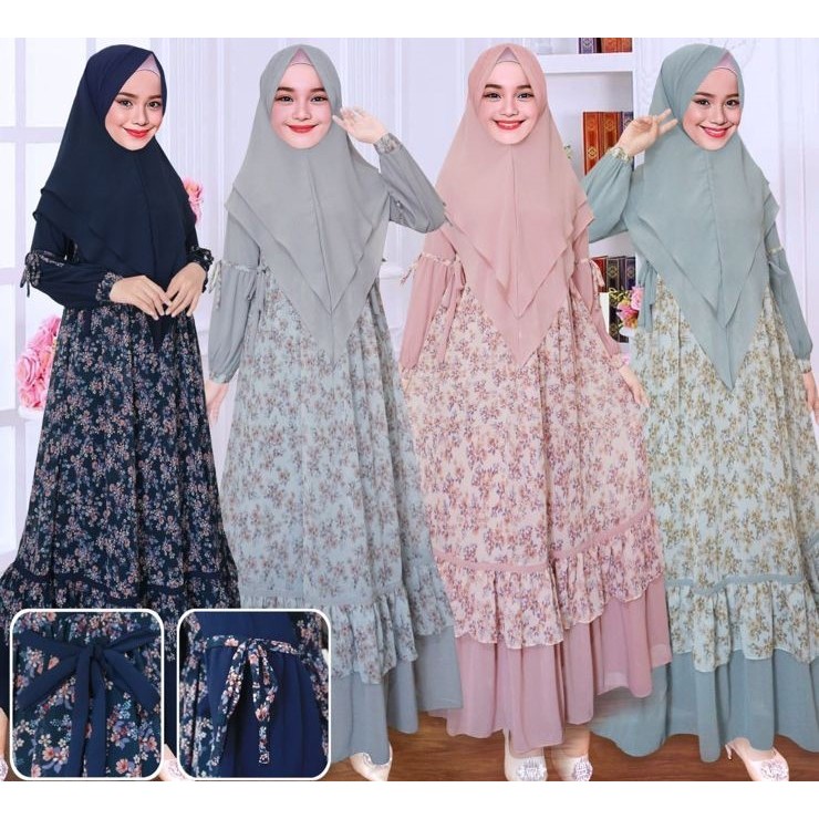 Gamis khairan anak perempuan set hijab ceruty premium motif