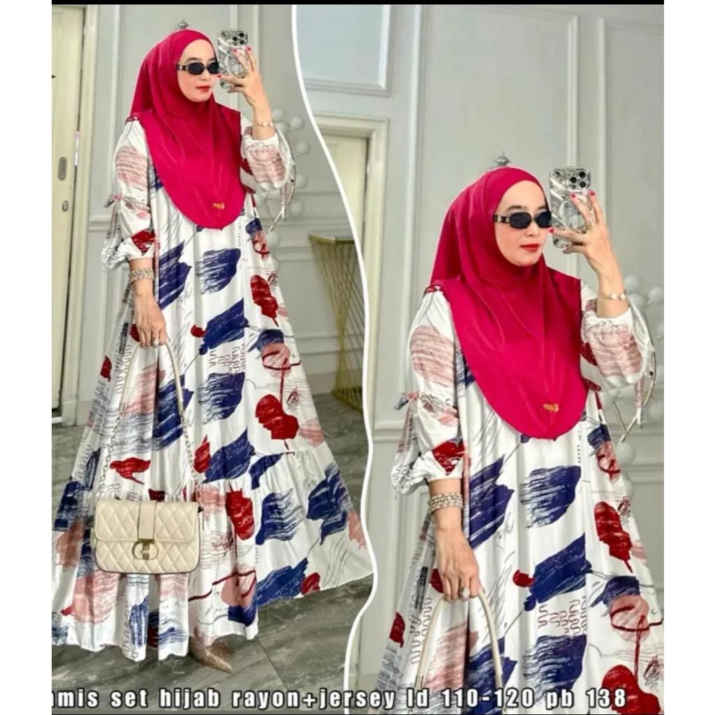 HUMAIRA SET BERGO PREMIUM VIRAL GAMIS JUMBO RAYON SET HIJAB TERBARU