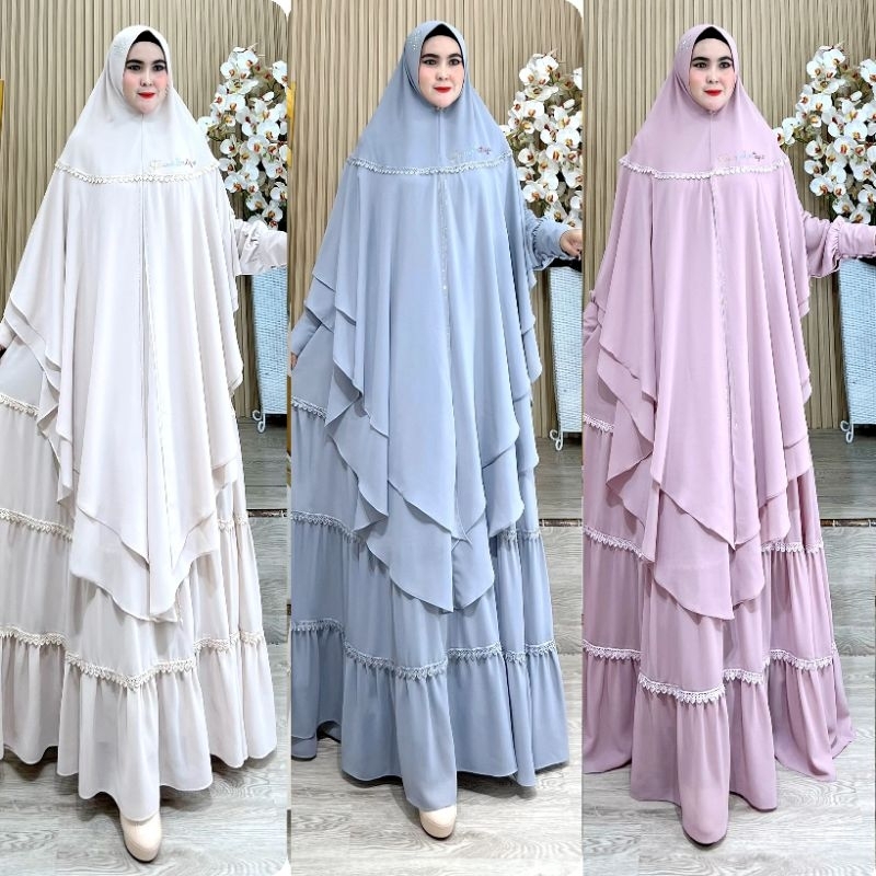 AL'ULA SYAR'I by Fazza Boutique gamis set khimar terbaru gamis ceruty premium rekomended