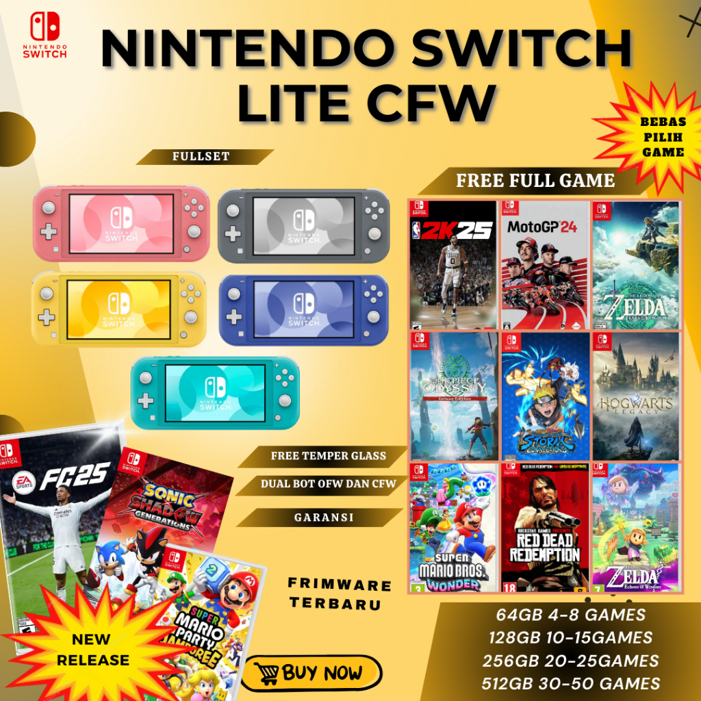 Nintendo Switch Lite CFW [SECOND] Full Set Full Games