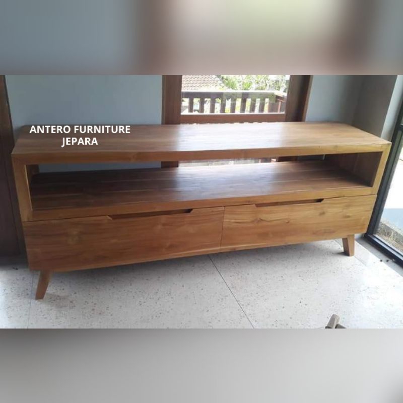 buffet tv minimalis laci bufet tv pendek kayu jati scandinavian laci