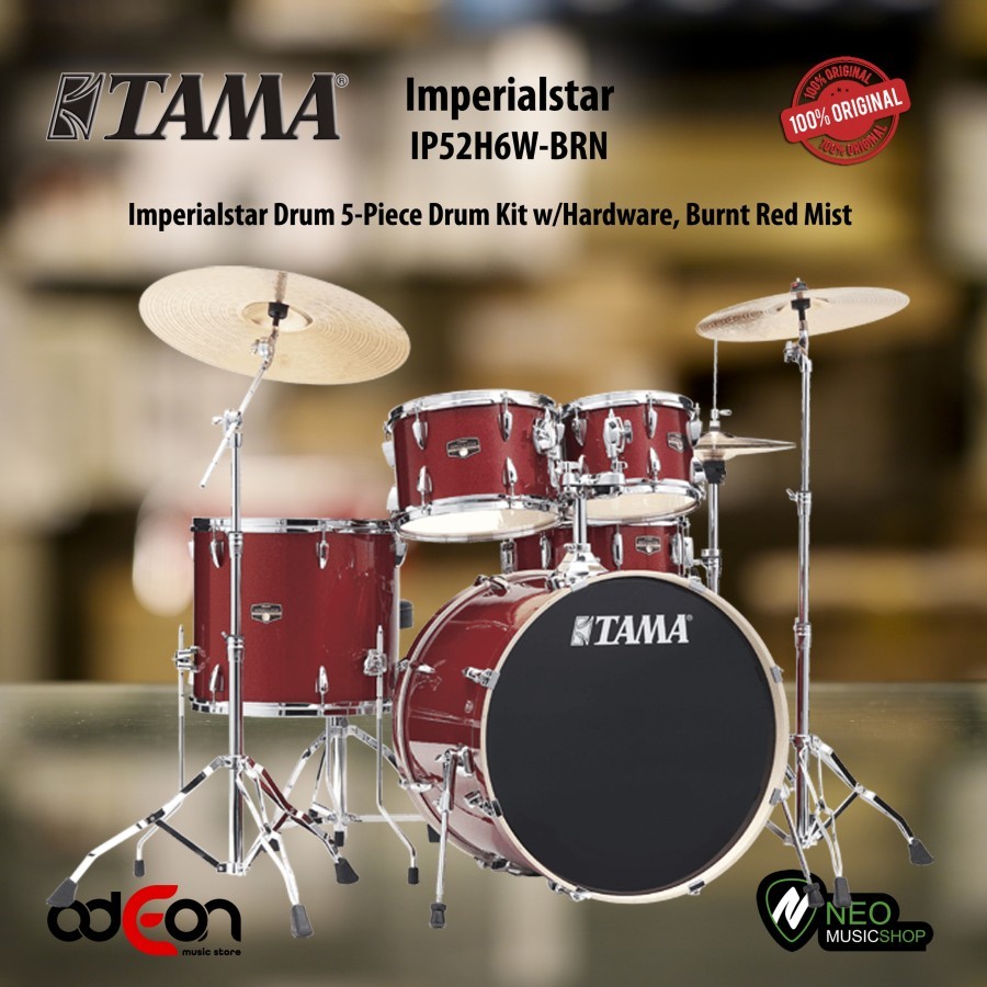 TAMA Imperialstar IP52H6W-BRN 5-Piece Drum Kit w/Hardware, Burnt Red Mist