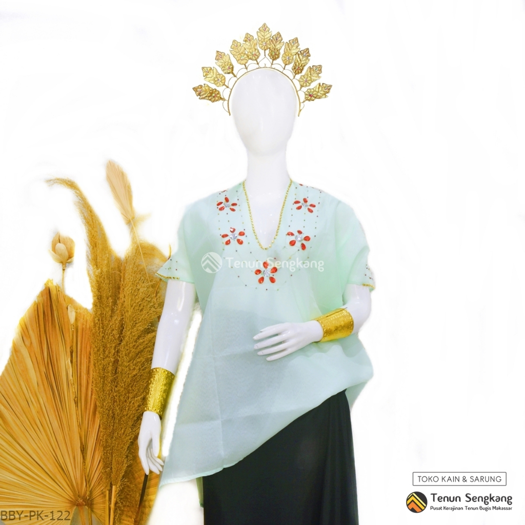 Baju Bodo Berpayet Adat Bugis Asli Lengan Pendek Mint  BBY-PK-122